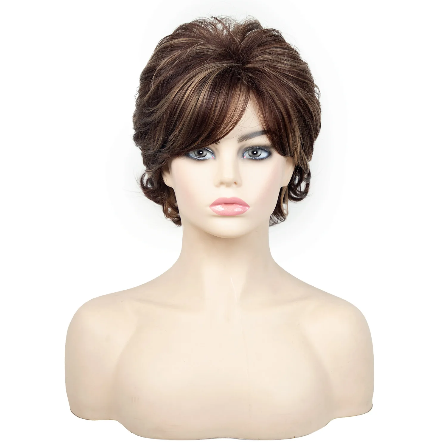 Synthetic Short Curly Pixie Cut Wig With Bangs Heat Resistant Wig For Women Daily Party And Graterting