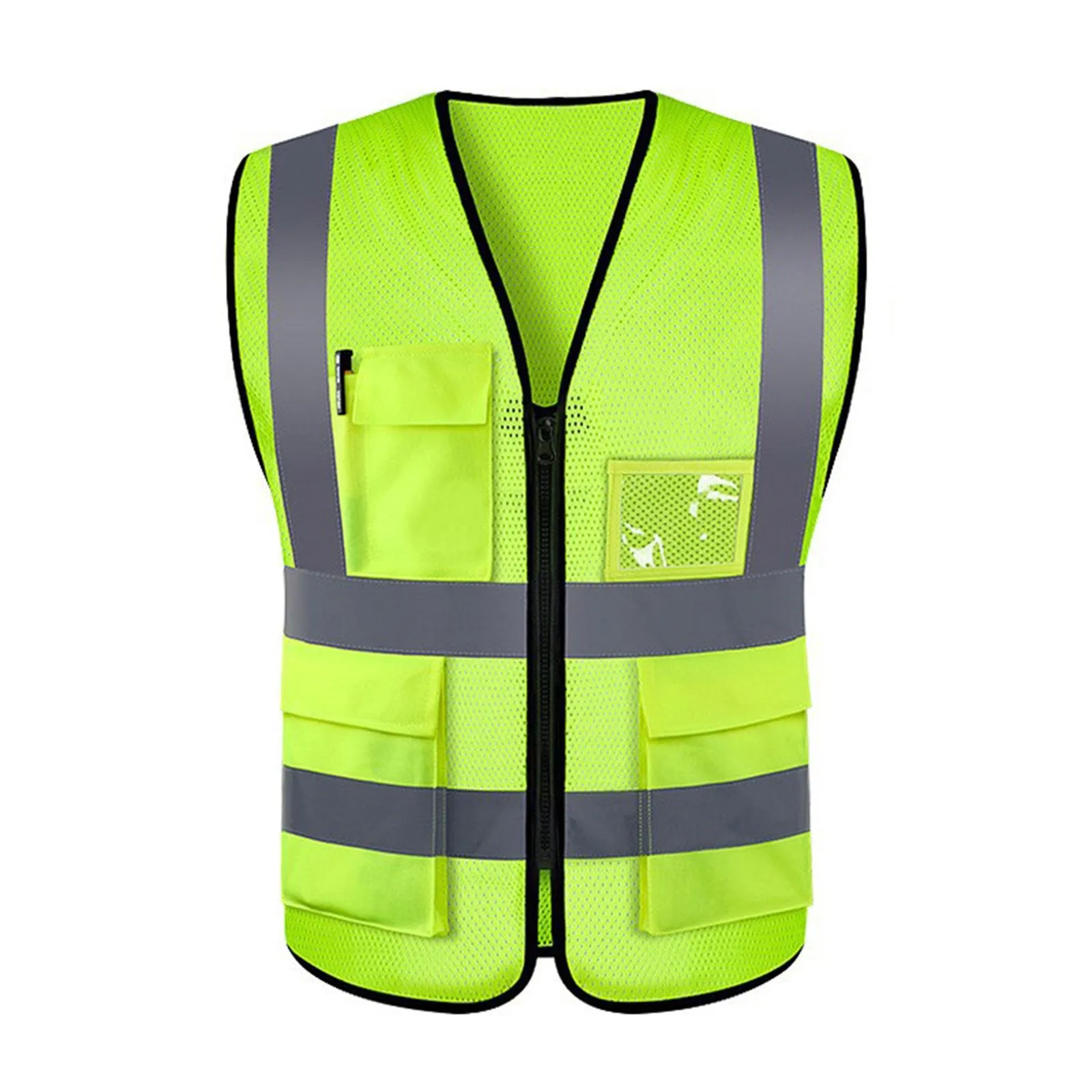 Mesh Safety Vest For Men Reflective Vest Motorcycle Multi Pockets Construction Vest Orange Black Safety Vest