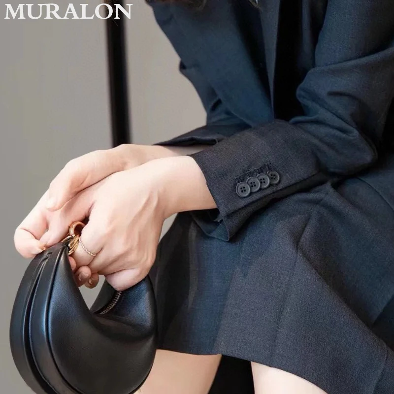 Mini Crescent Bag 2024 New Premium Genuine Real Luxury Metals Half Moon Clutch Bag Fashion All-match Elegant Handbag Top Quality