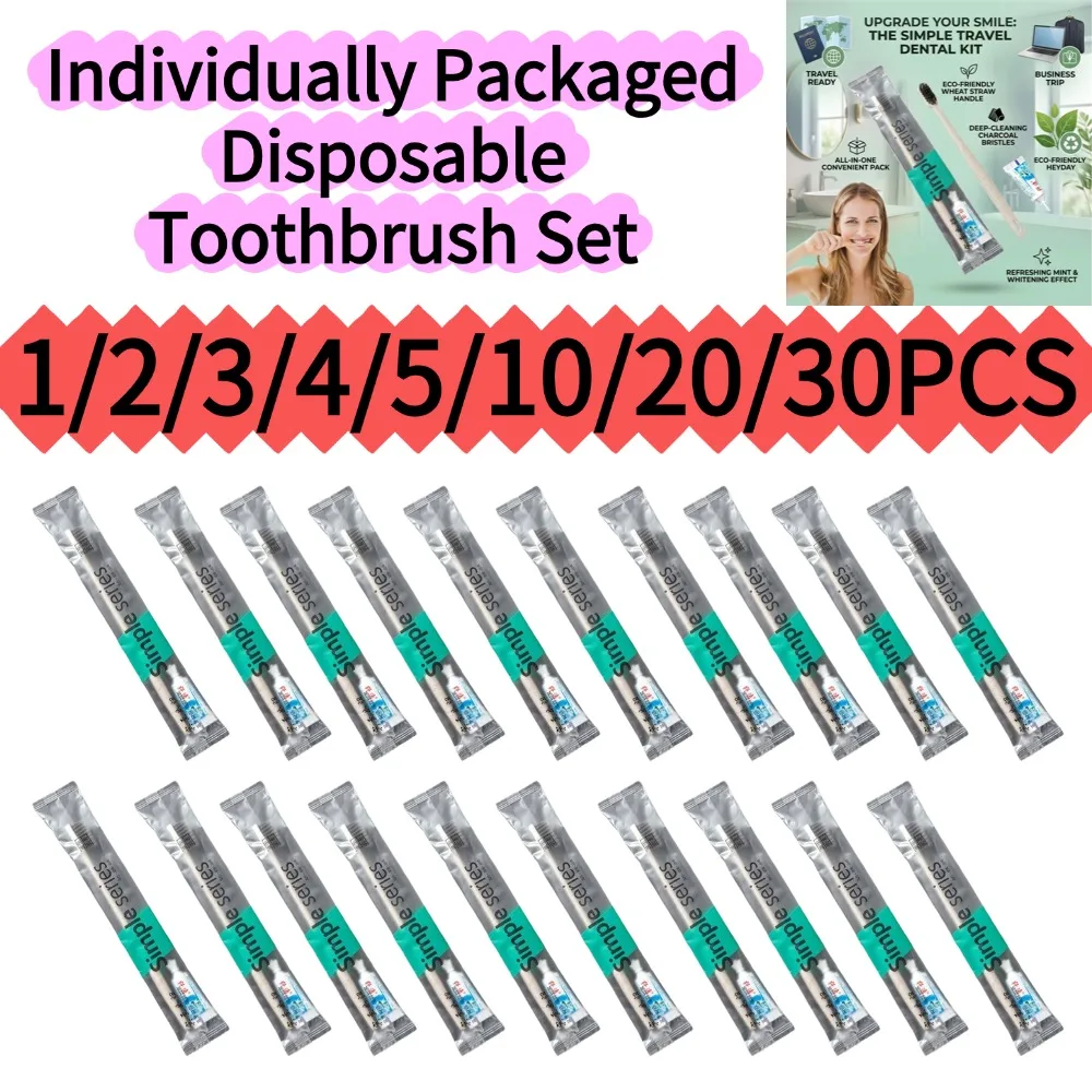 Individually Packaged Disposable Toothbrush Set With Toothpaste For Travel & Camping Food-Grade Safe Bristles For Hotel Airline