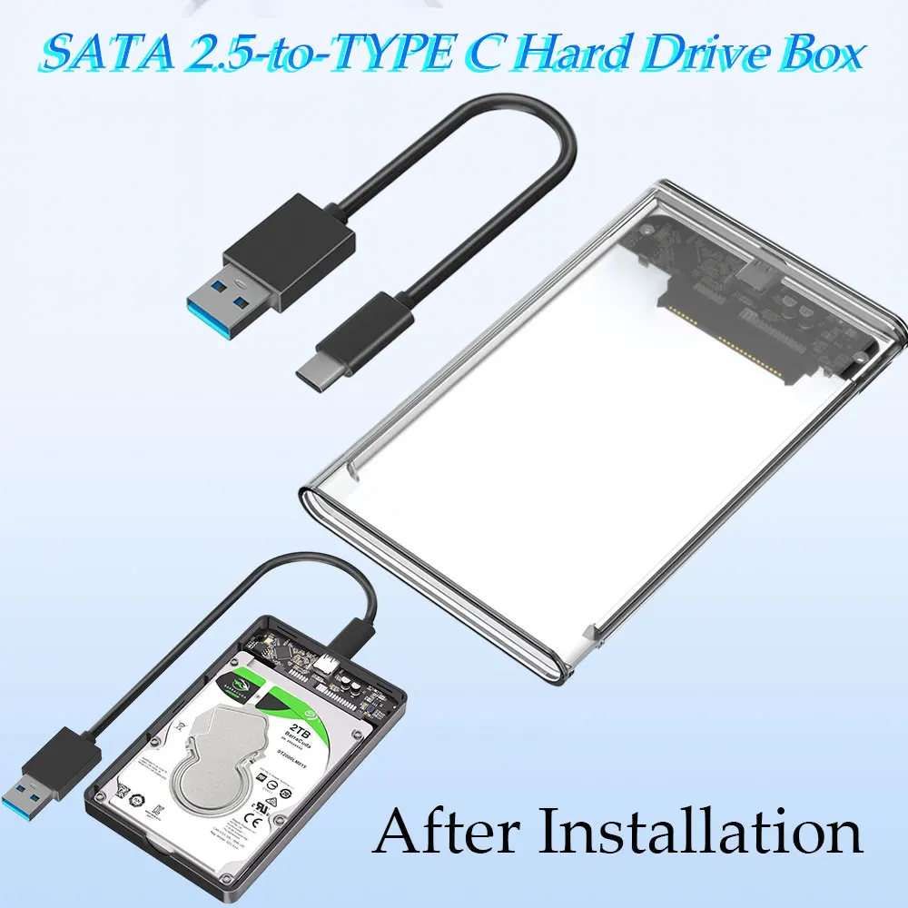 

ADT-Link SATA 2.5 to TYPE C Adapter Card Hard Drive Box SATA 2.5 to USB 3.0 Adapter Card Hard Drive Box Laptop PC Accessories