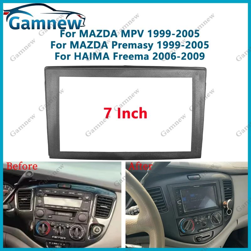 Panel de Radio Fascia de coche 2DIN de 7 pulgadas para Mazda MPV Premasy 1999-2005 HAIMA Freema 2006-2009 Kit de marco instalar placa frontal de Facia