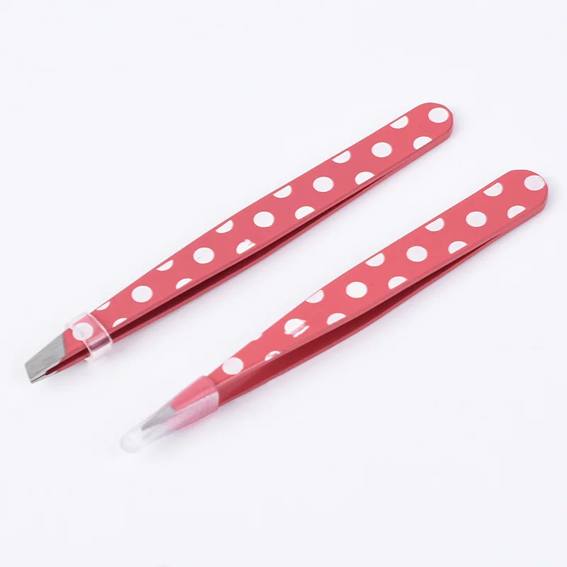 Lot de 2 mini pinces à épiler en acier inoxydable, roses, à pointe blanche, pour sourcils et visage, outil de beauté inoffensif
