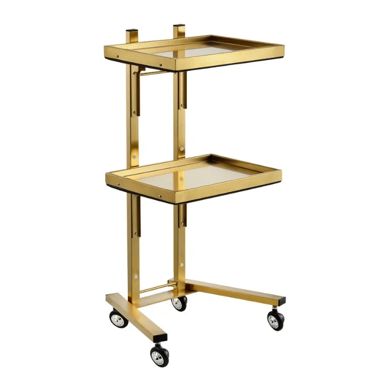 Hot Selling Popular Hair Salon Trolley Beauty Gold And Silver Multifunctional Cart Hairdresser Trolley Salon Trolley