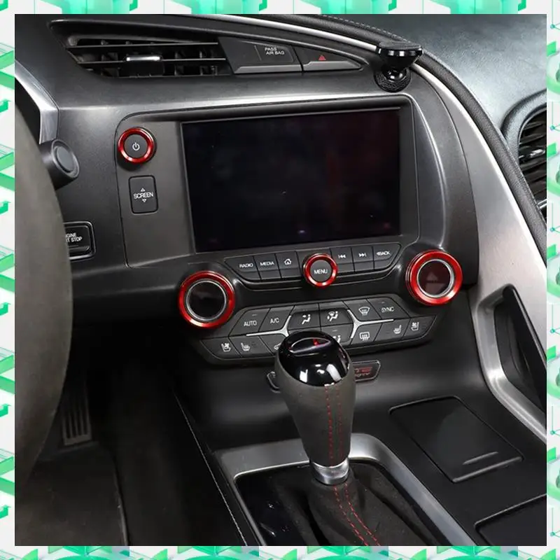 

3C Electron Car Central Console Silver AC Volume Knob Button Switch Cover Trim For Corvette C7 2014-2019 Accessories,C