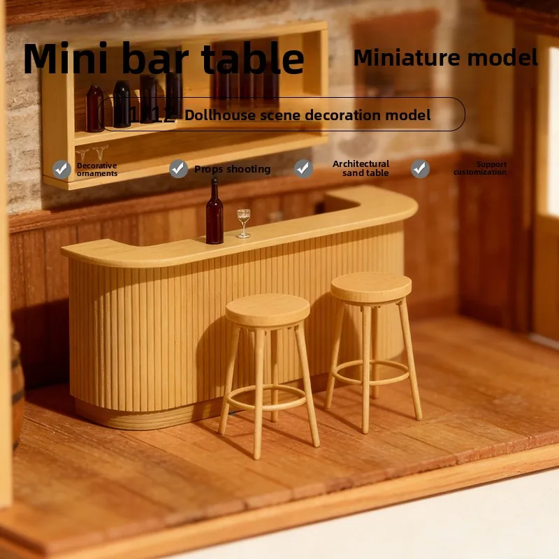 Dollhouse miniature accessories, miniature furniture, mini bar chair and bar stool model