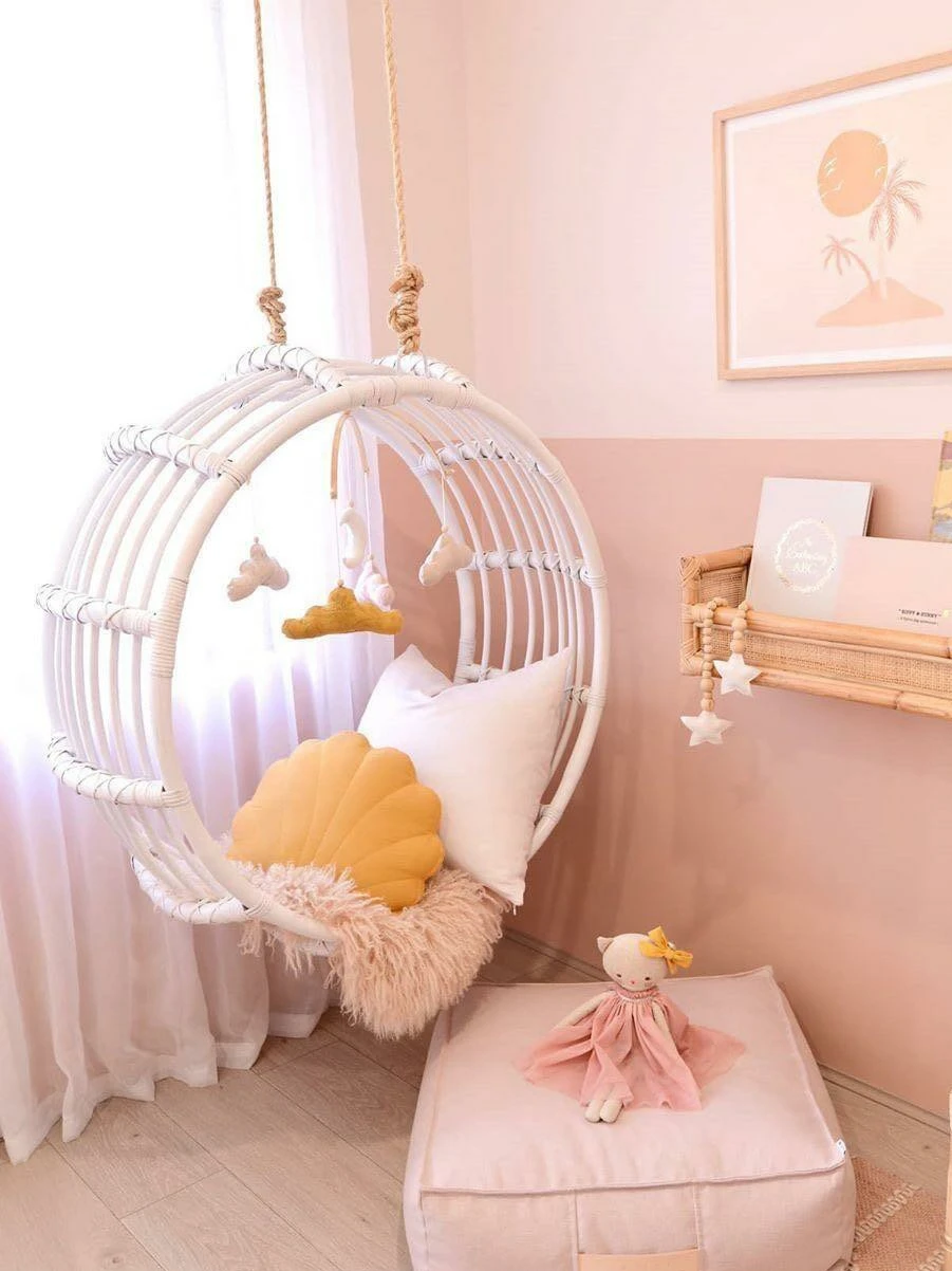 Outdoor Rattan-Like Circular pendurado cadeira