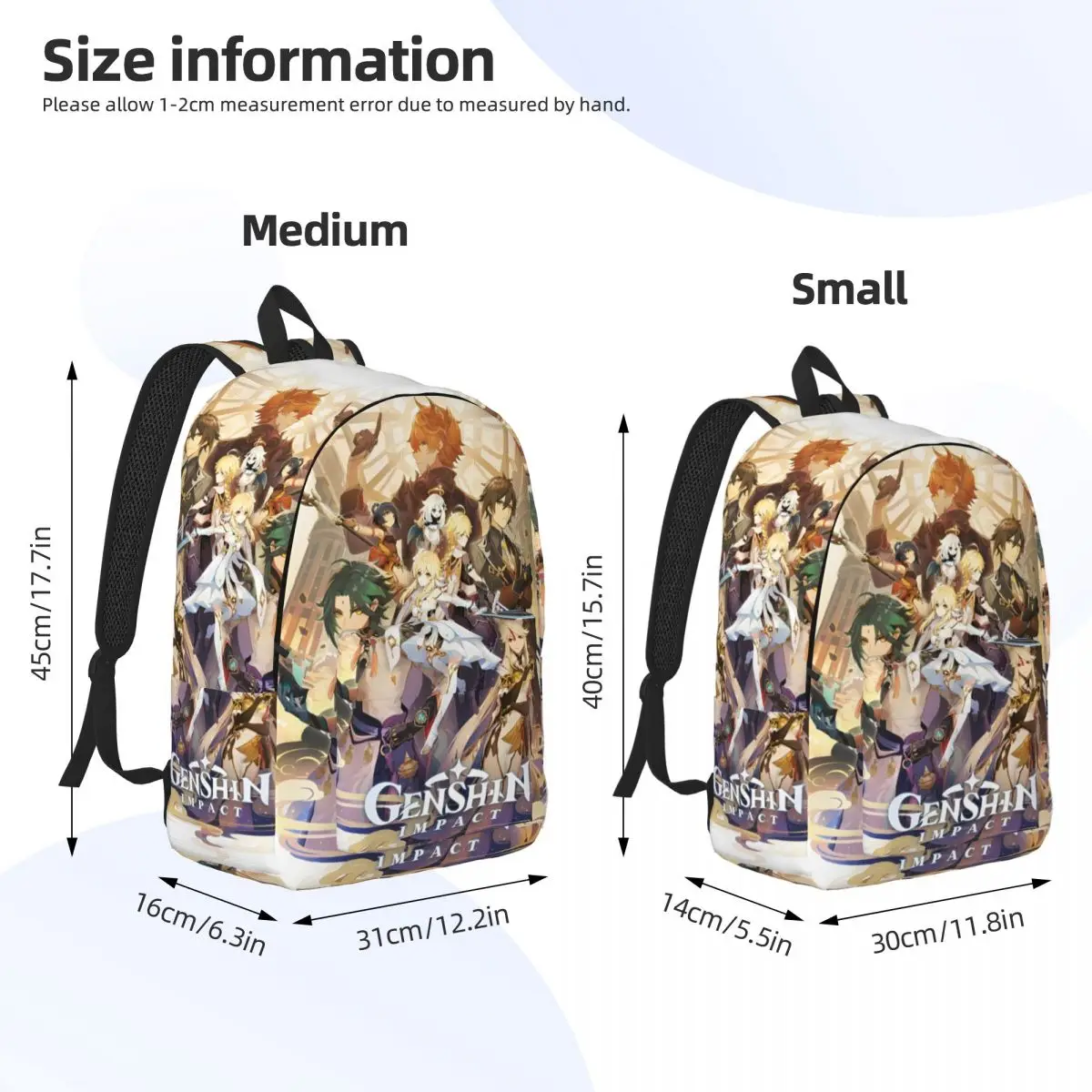 Genshin Impact Charaktere Rucksack Männer Frauen Coole Studenten Arbeit Tagesrucksack Anime Spiel Cartoon Laptop Computer Umhängetasche Outdoor