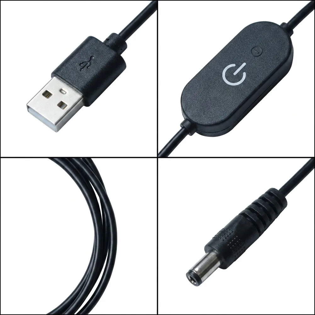 USB to DC5521 1000mm Power Cable 2 Pcs with Touch Dimmer Switch for LED Strip Lights Desk Lamps Mirror Lamps 12V Fans