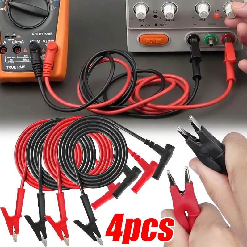 

2 шт., штекер типа «банан» для мультиметра, зажимы типа «крокодил», тестовый провод для электрических испытаний, штабелируемая вилка 4 мм, силиконовый зажим «крокодил»