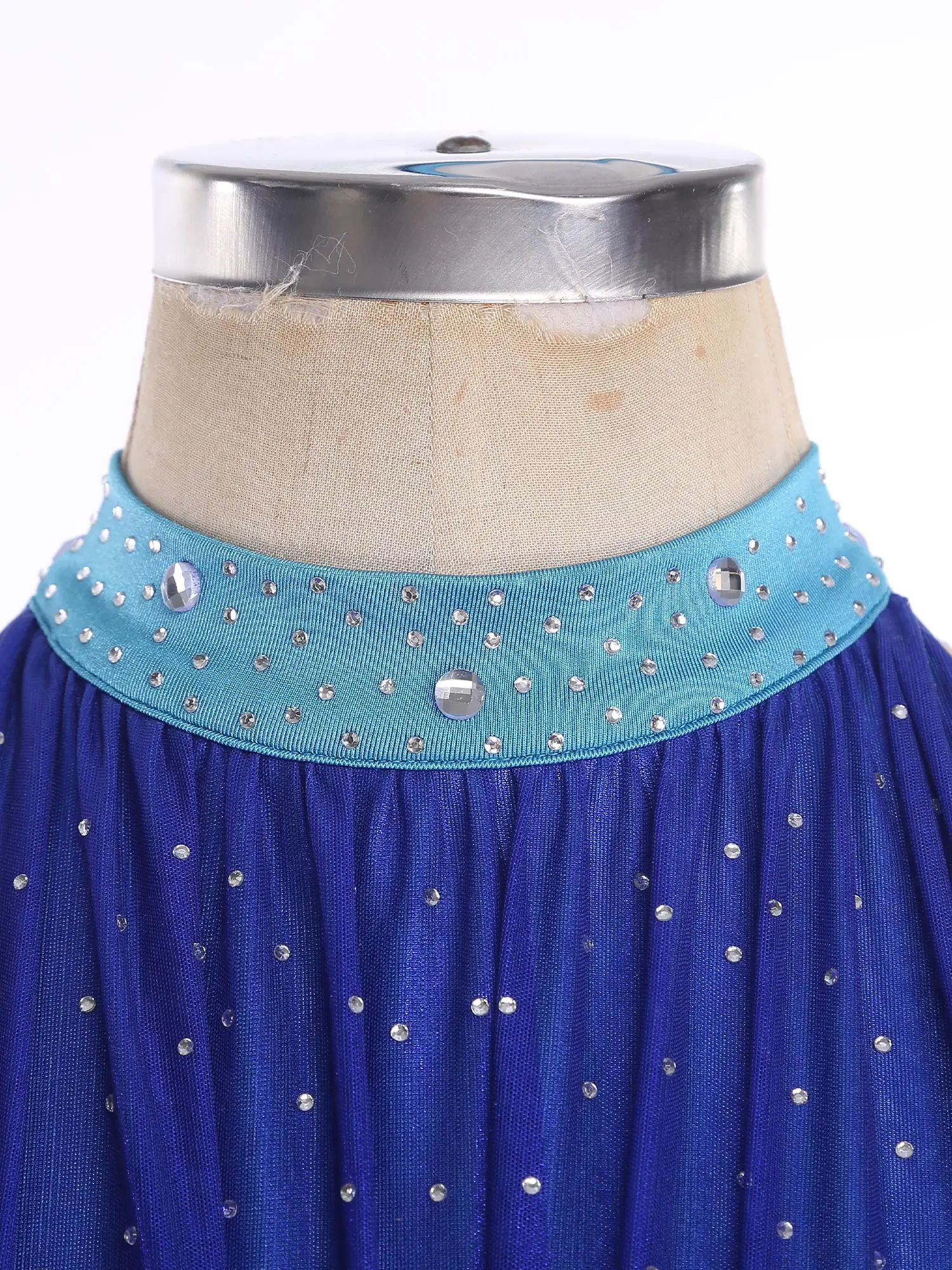 فستان رقص غنائي نسائي مكشكش معدني من حجر الراين لأداء الباليه ومنافسة التزلج على الجليد #4