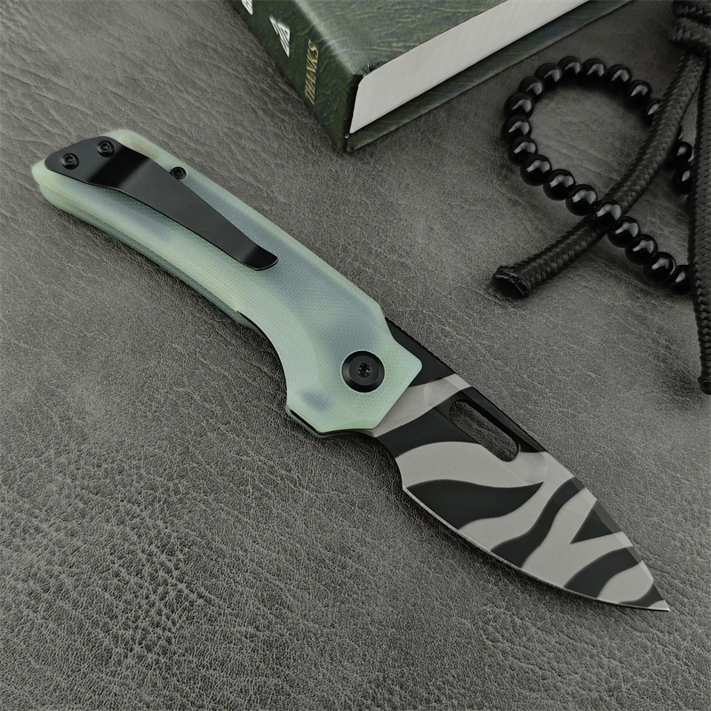 Small tadpole portable D2 steel G10 handle folding knife household fishing survival pocket tool knife