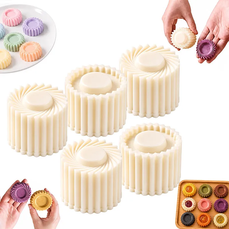 Creative Double Ended Pastry Mold Sunflower Patterned Round Mooncake Mold Detachable Abs Design Easy Cleaning For Diy Desserts