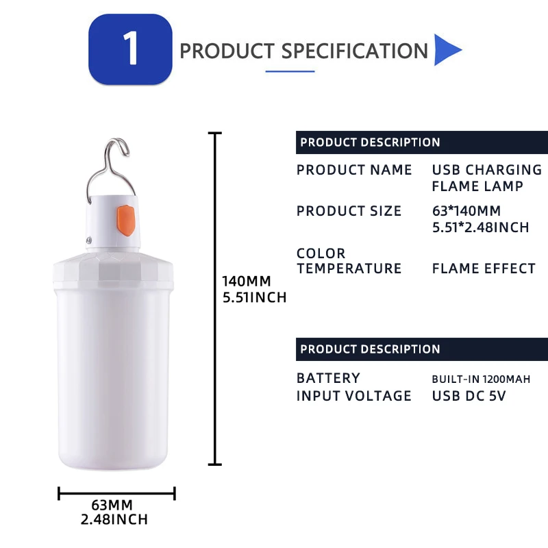 USB DC 5V rechargeable LED lamp simulates flame effect lamp realistic flame atmosphere lamp Yard LED Camping Lights Decoration