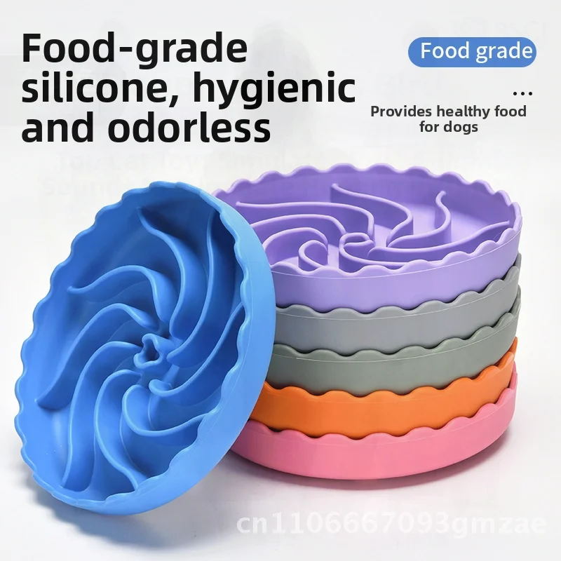 

Силиконовая миска для медленного питания для собак с присоской, нескользящая противоударная миска для домашних животных темно-синего цвета в стиле милитари, зеленого, светло-серого, розового, оранжевого цвета