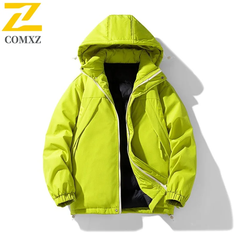 COMXZ Men Padding Coat Casual Solid Color Single Layer parker Outdoor Climbing Windproof Hiking Cold Protection Autumn Garment