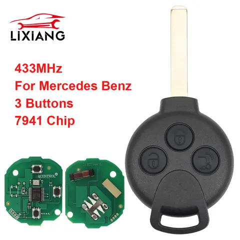 LIXIANG 메르세데스 벤츠 스마트 스마트 Fortwo 451 2007 -2013 3 버튼 ID46 칩 433Mhz 원격 자동차 키