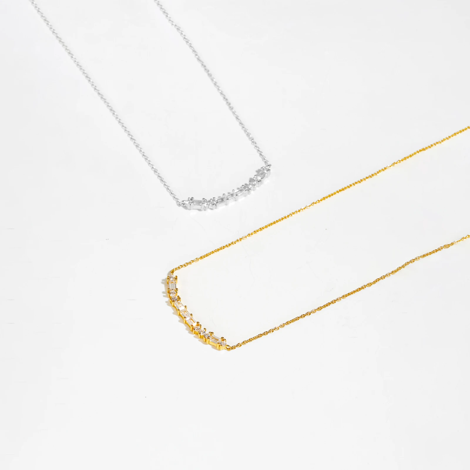 ANDYWEN New 100% 925 Sterling Silver Moon Zircon CZ Square Line Pendant Long Chain Necklace 2022 Spring New Choker Women Fashion