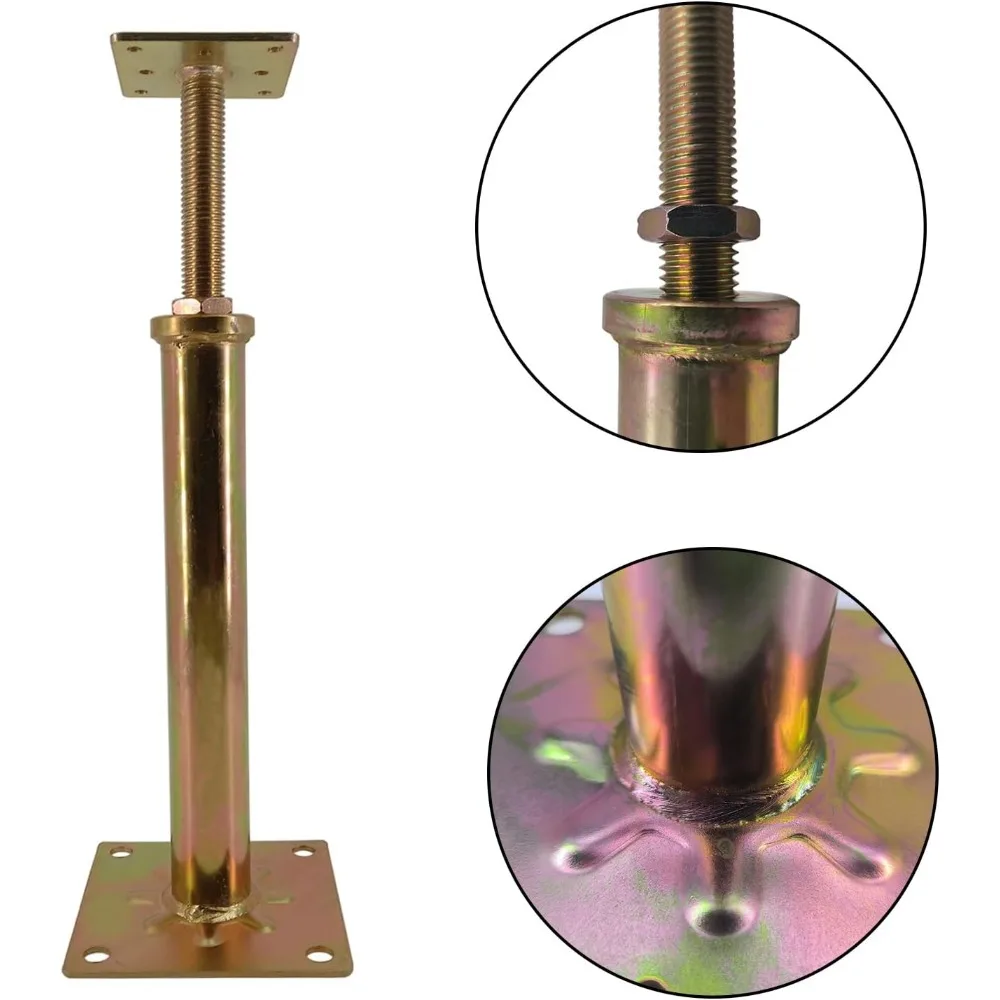 6 عبوات من مقابس الأرضية القابلة للتعديل، ارتفاع 11-16 بوصة، سعة 6 طن، فولاذ مجلفن لدعم البناء #6