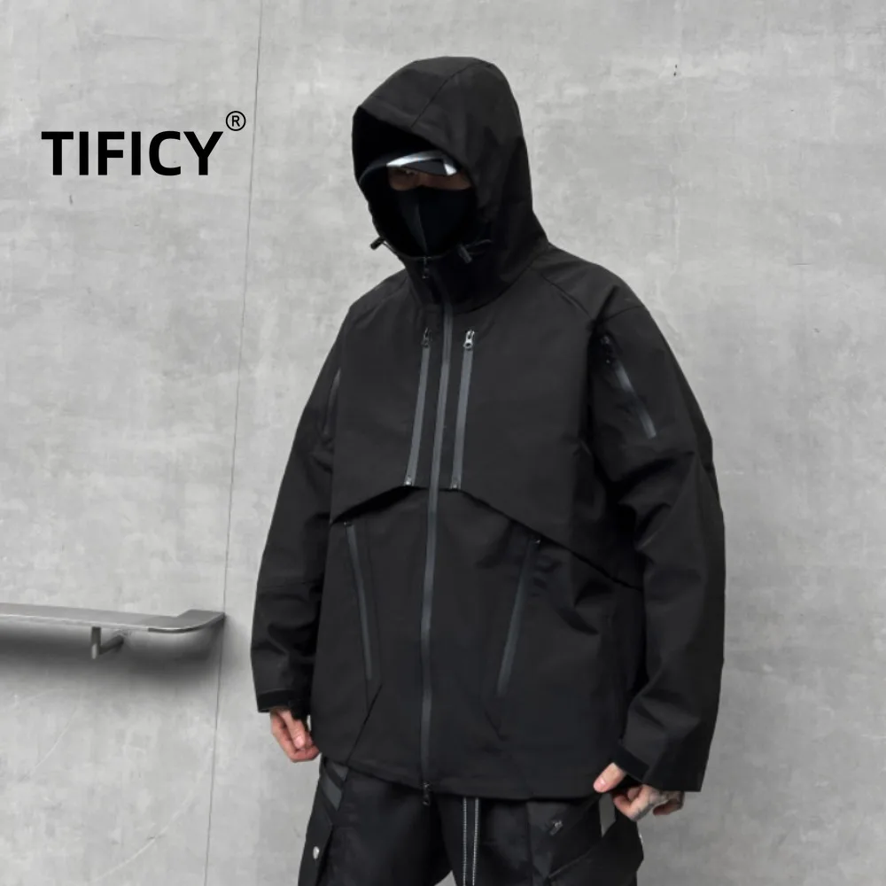 

Autumn and Winter New Men's Dark Multi Zipper Loose Hooded Jacket Trendy Casual Workwear Streetwear Jacket