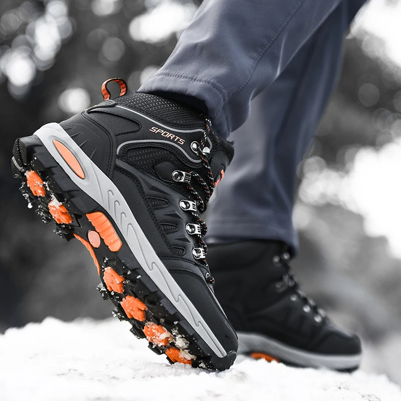 Mens Boots Climbing Hiking Shoes Waterproof Sneakers Man Winter Outdoor High Quality Non-Slip Sneaker Forest Trekking Snow Boots