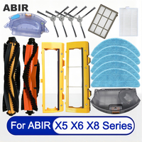 Original Accessories For ABIR X5，X6，X8 Robotic Vacuum Cleaner Replacement Parts：Roller/Side Brush，Hepa Filter，Mop Cloth，Dust Box