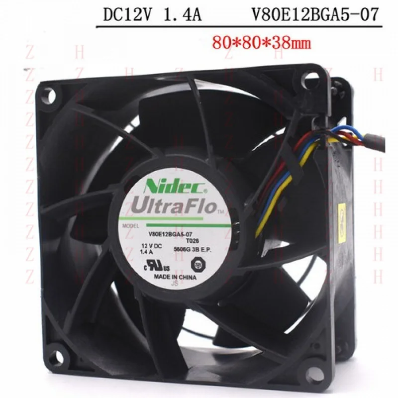 

XXZ для NIDEC V80E12BGA5-07 12 В 1,4 А 8038 4-контактный двухшаровой серверный вентилятор большого объема