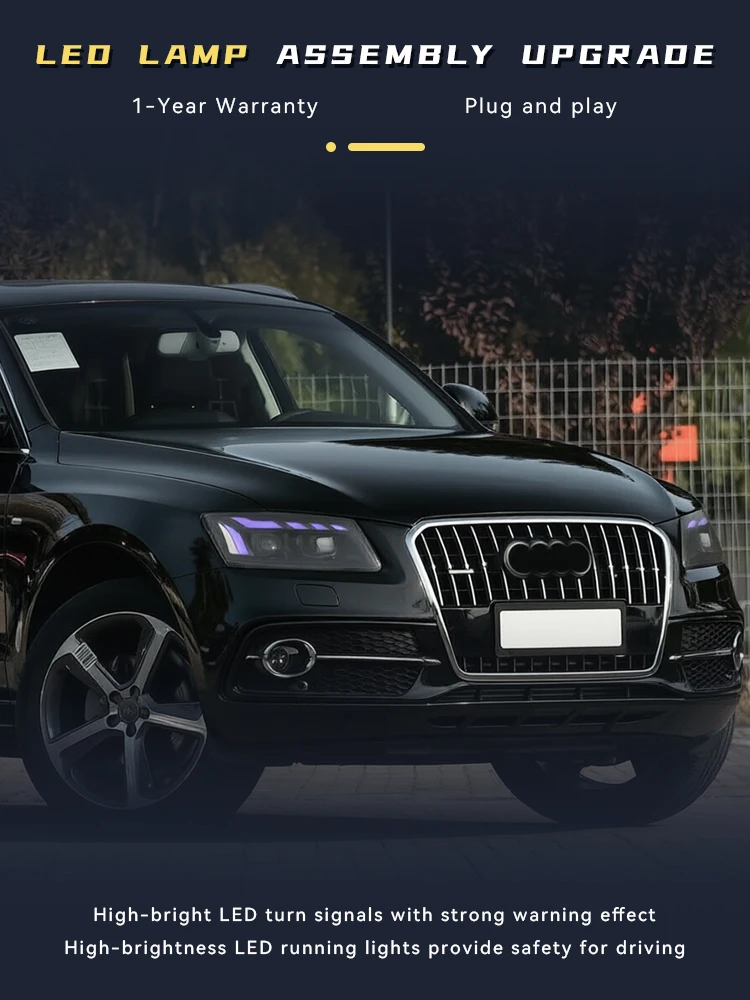 Car Styling For Audi Q5 2008-2018 Front Lamp DRL Configure Headlight Turn Signal Highlight LED Bulbs Projector Lens Auto Tools