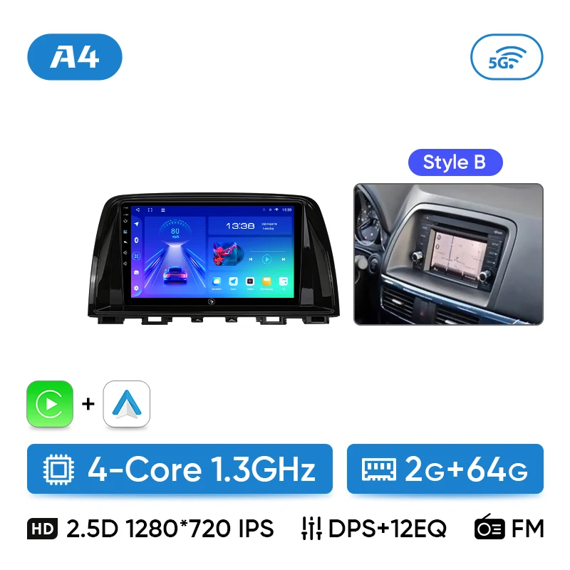 Ainavi autoradio voor Mazda CX5 CX-5 2012 2013 2014 2015 draadloze Carplay Android Auto stereo multimediaspeler WiFi 4G 2 Din