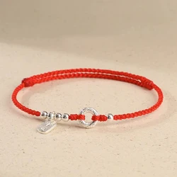 Chinese Lucky Buckle Red String Bracelet for Women Men Handwoven Kabbalah Protection Adjustable Simple Matching Bracelets