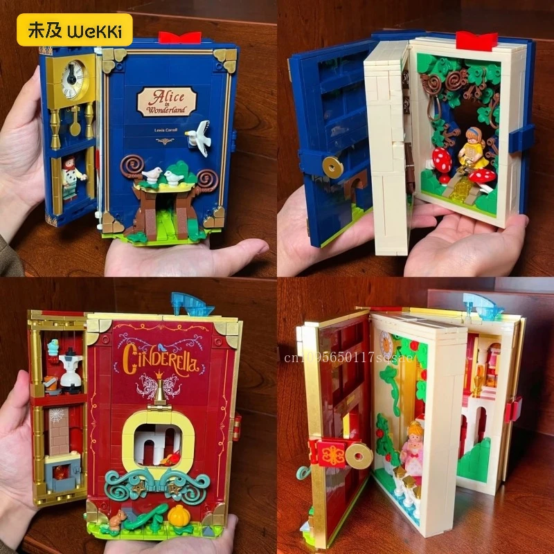 

WeKKI Beauty and Beast Fairy Tale Book Building Blocks Treasure Box Splicing Model Gift Box Collection Ornaments Toy Gifts