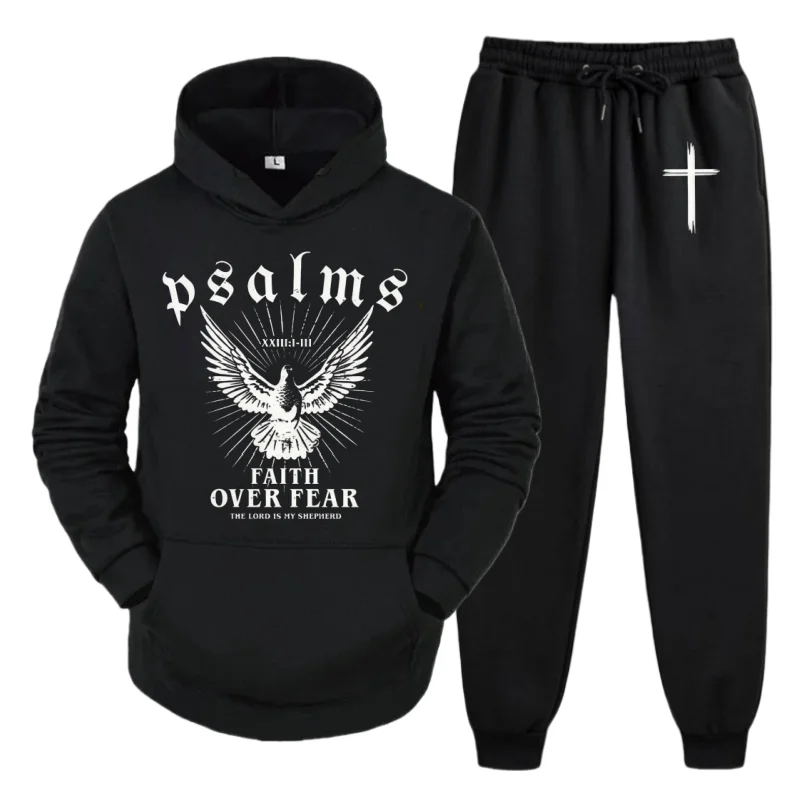 

Christian Jesus Hoodie Pants Suit Fleece Winter 2025 Mens Tracksuit Cozy Soft Warm Outfit Casual Fashion Streetwear Trendy