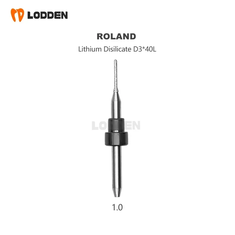 Roland Dental Emax Milling Burs For Dental Lithium Disilicate Grinding Carborundum coating 0.6/1.0/2.5mm Drill L40 Milling Burs