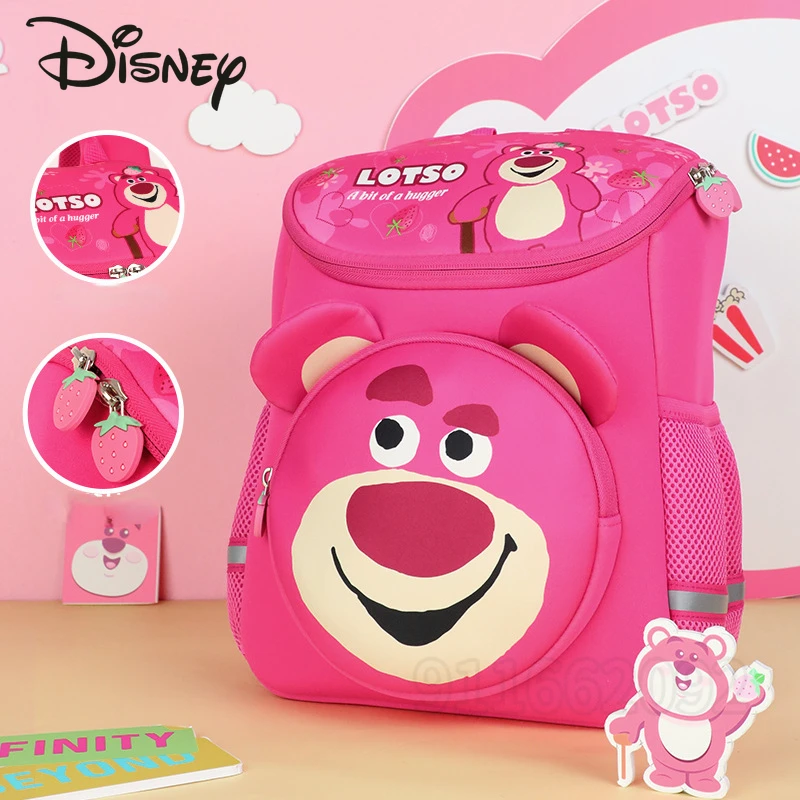 Disney Strawberry Bear Original New Girls Backpack Luxury Brand Girls\' School Bag Cartoon 3D Fashion Children Cute School Bag