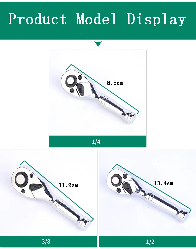 Imagem -03 - Quick Socket Mini Ratchet Wrench Two-way Chifres Punho Curto Ferramenta de Reparo Chave Inglesa Grande Média e Pequena Mosca 72 Dentes 2