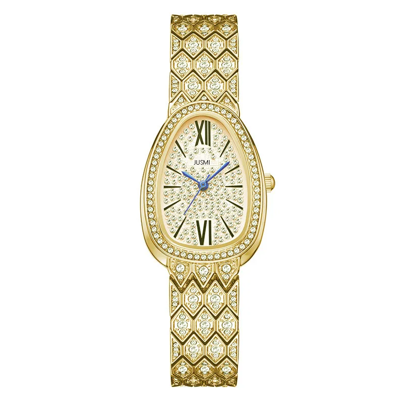 Fashionable and luxurious personalized snake shaped watch with diamond inlay