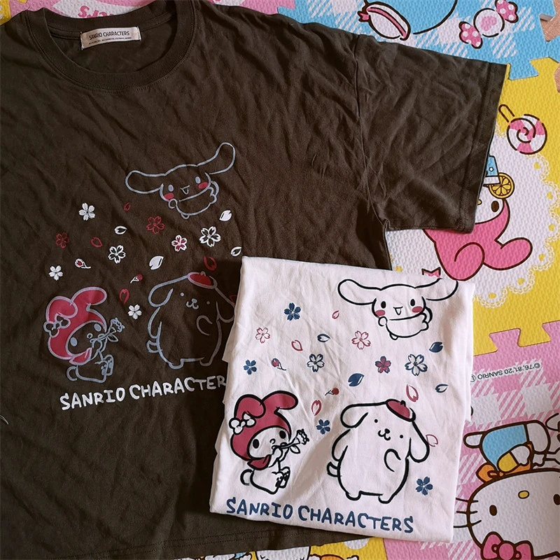 

Футболка с коротким рукавом Sanrio с принтом, пуловер с изображением собаки Melody Jade Cinnamon, летняя футболка с коротким рукавом