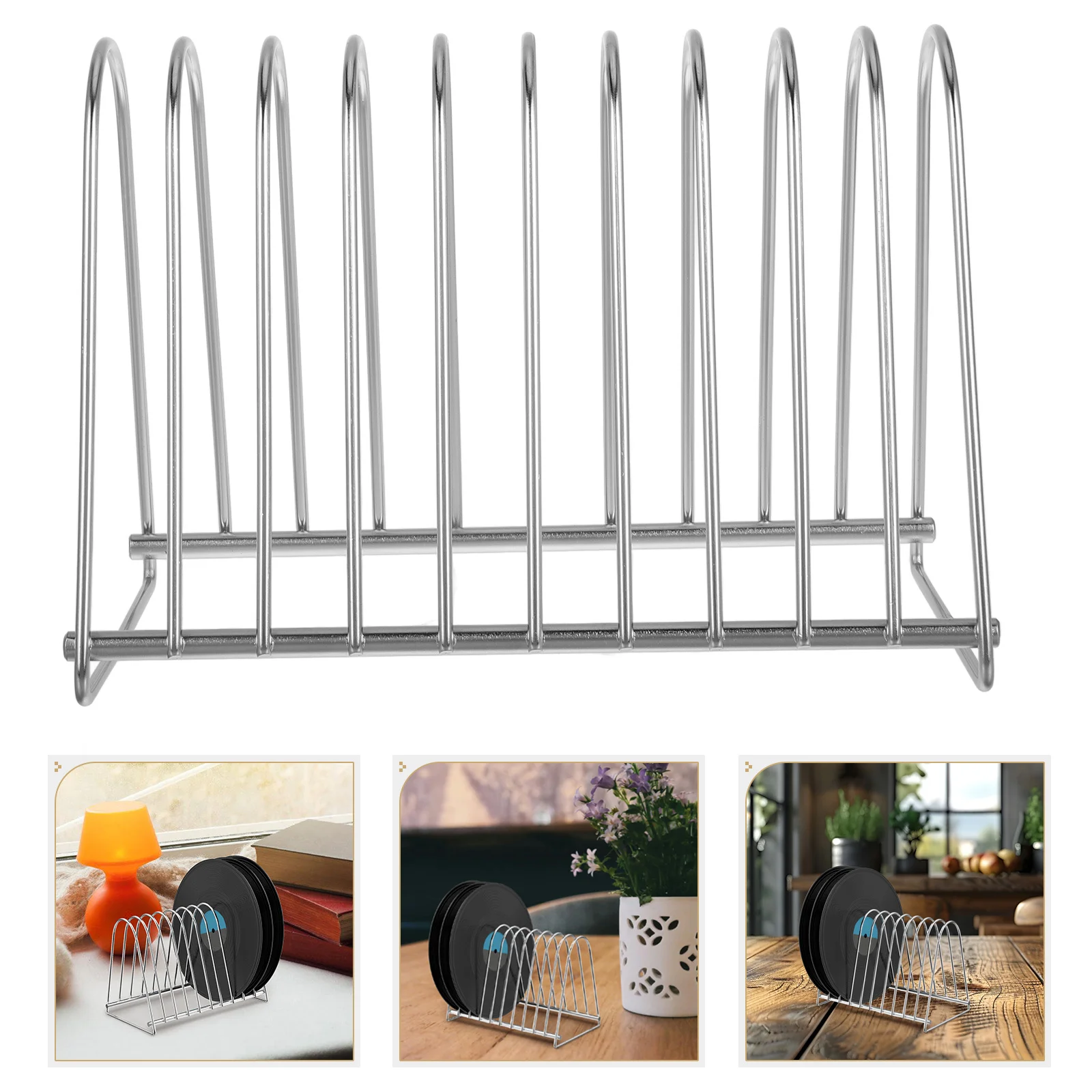 

Vinyl Record Stand Stainless Steel Rack Organizer Storage Holder Durable Record Disc File Rack for Vinyl Albums