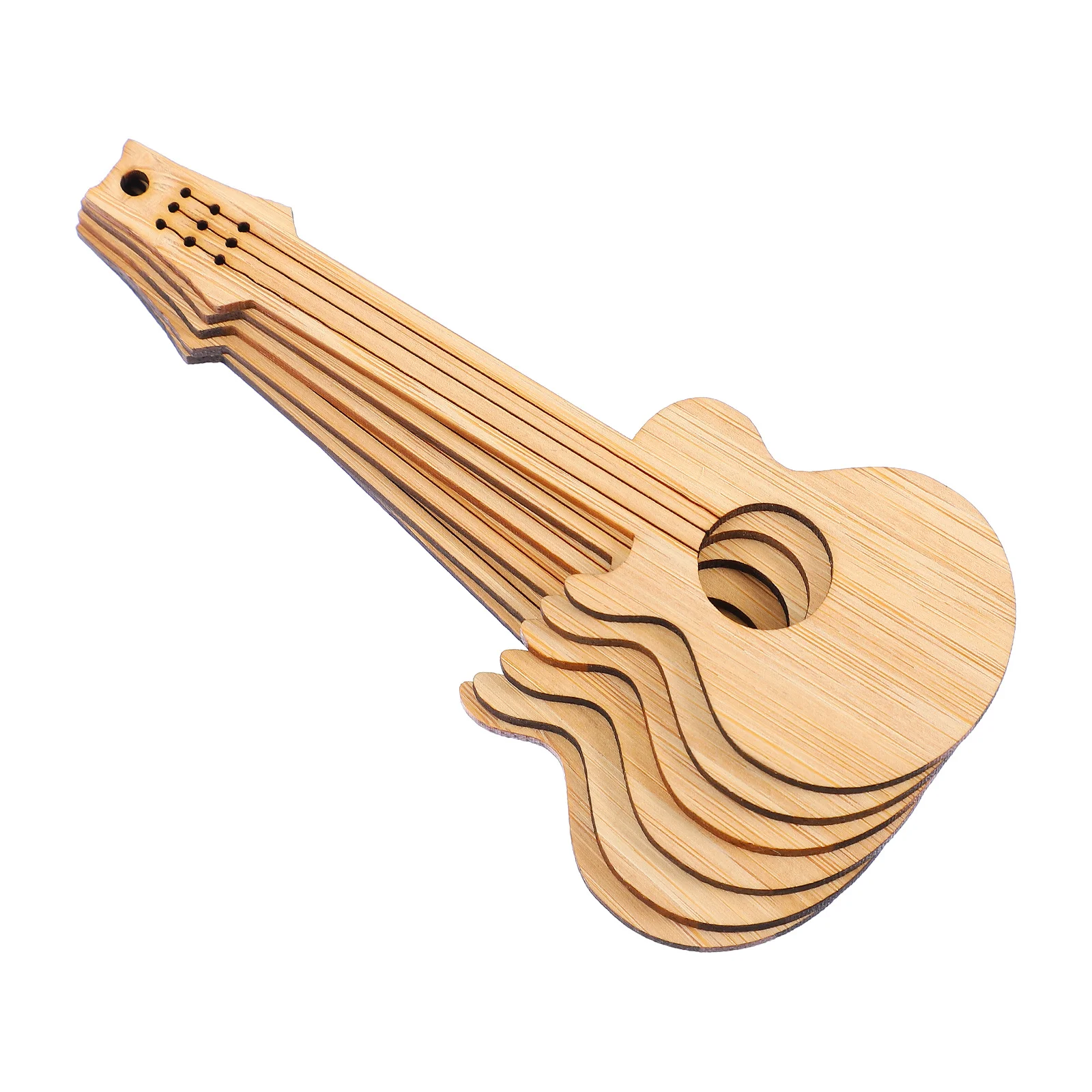 6 pezzi segnalibri vuoti fai da te forma di chitarra in bambù etichette appese creative ciondolo segnapagina libro cancelleria per studenti