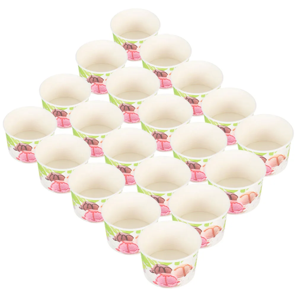 

200 Pcs Ice Cream Balls Cup Cream Cups Disposable Paper Dessert Bowls for Yogurt Cake Jelly Soup Green Base No Lid