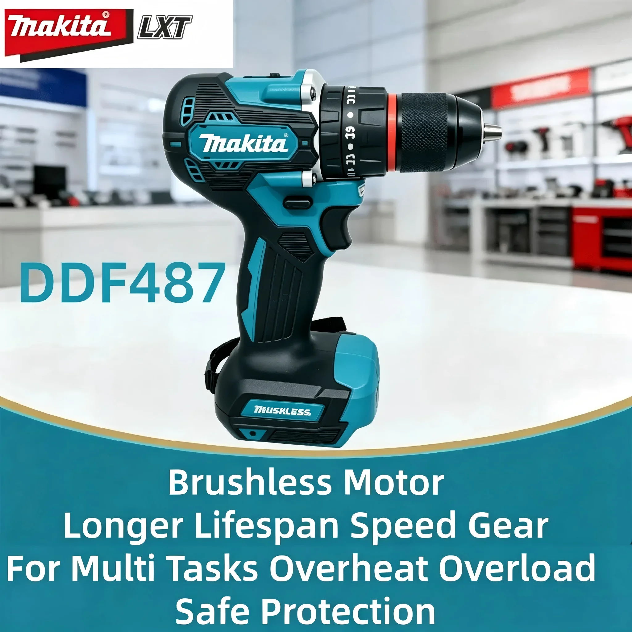100% Makita DDF487 ddf487 18V Schraubendreher Bürstenloser Elektrobohrer Schlagbohrer für Dekorationsarbeiten Elektrowerkzeuge Makita 18V Akku