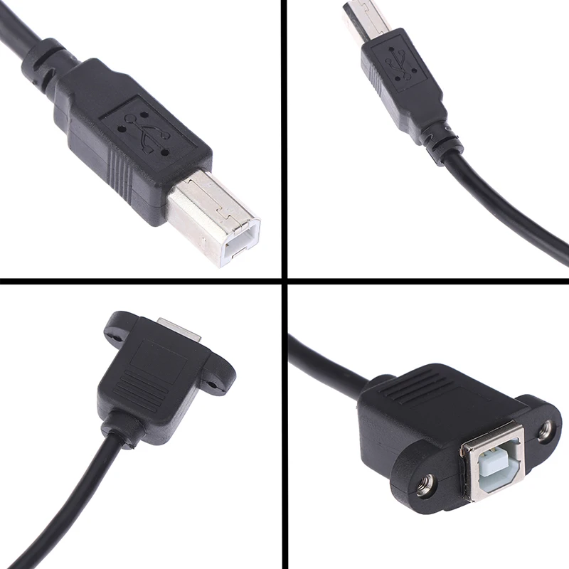 B*1PCS 0.3m 0.5m 1.5m  USB 2.0 Type B Male to Type B Female Printer Extension Cable With Panel Mount