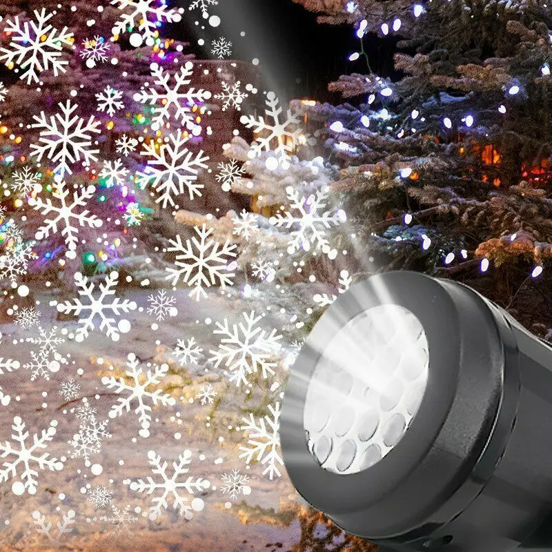 LED White Snowflake Projector Novelty Light HD Dynamic Snow Projection Night Light for Bedroom New Year Party Christmas Decor