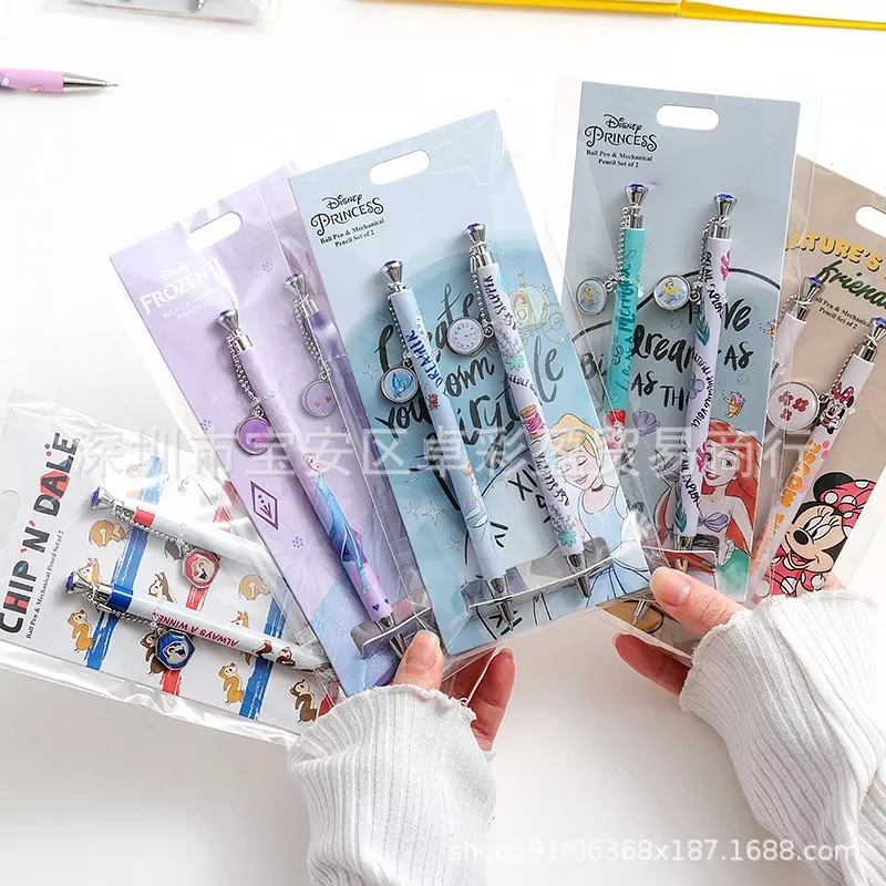 

Genuine Disney Student Stationery Gel Pen Cartoon Mickey Elsa Princess Ballpoint Pen Mechanical Pencil Set Cute School Supplies