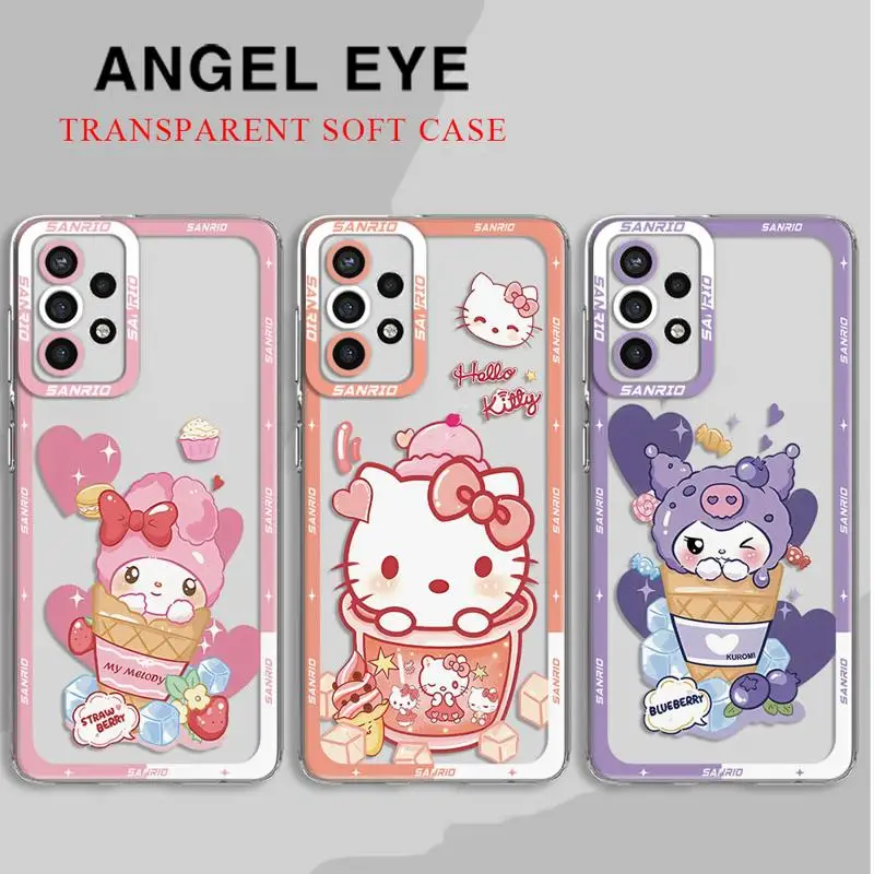 Simpatica custodia per telefono Kuromi Cinnamoroll per Samsung Galaxy A31 A72 A52 5G A12 A50 A32 A51 4G A21s A71 A22 Cover morbida trasparente