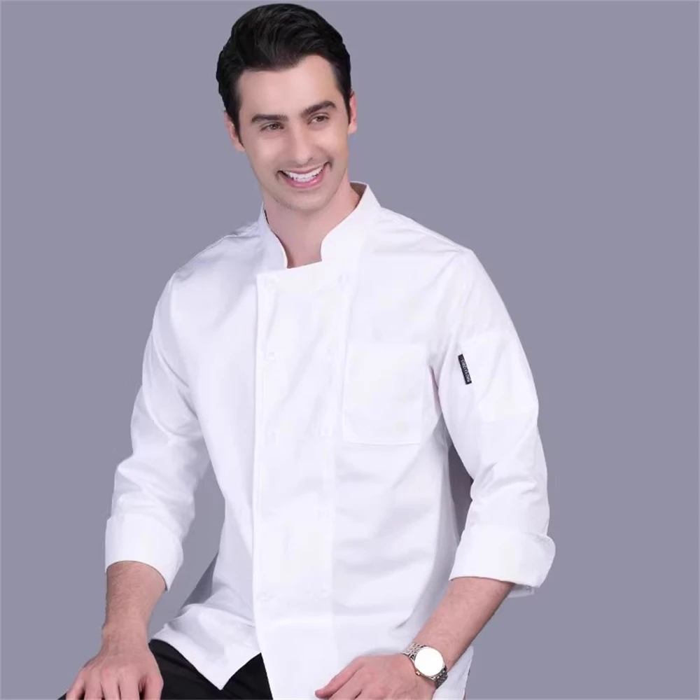 Top Chef's Uniform  Jacket white long sleeved for men and women in Western restaurants, cake shops, coffee shops Work clothes