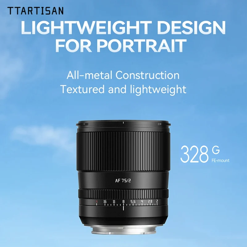 TTArtisan 75mm F2 AF Full Frame Large Aperture Auto Focus Portrait Lens for Sony A7M4 a6000 zve10 a6700 FX30 Nikon zfc Z9 Z50