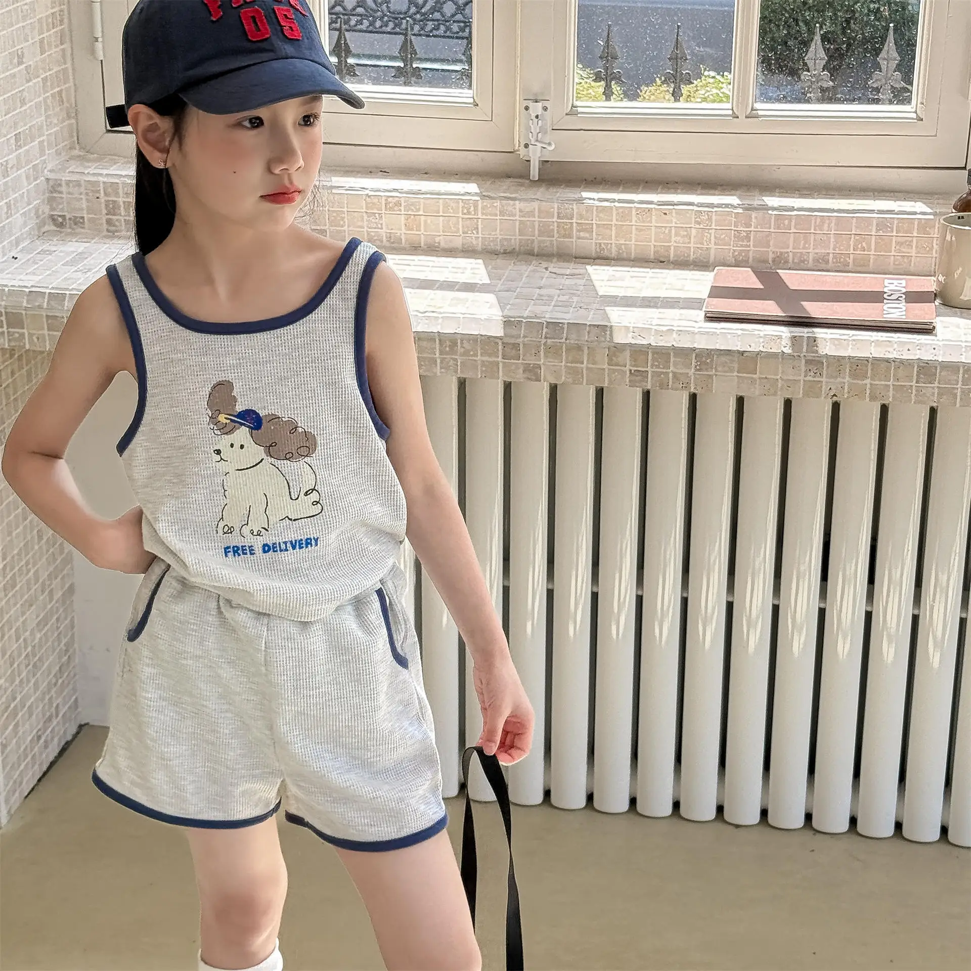 

2025 Summer New Children Sleeveless Clothes Set Girls Cartoon Vest + Shorts 2pcs Suit Thin Cotton Kids Boys Casual T Shirts Set