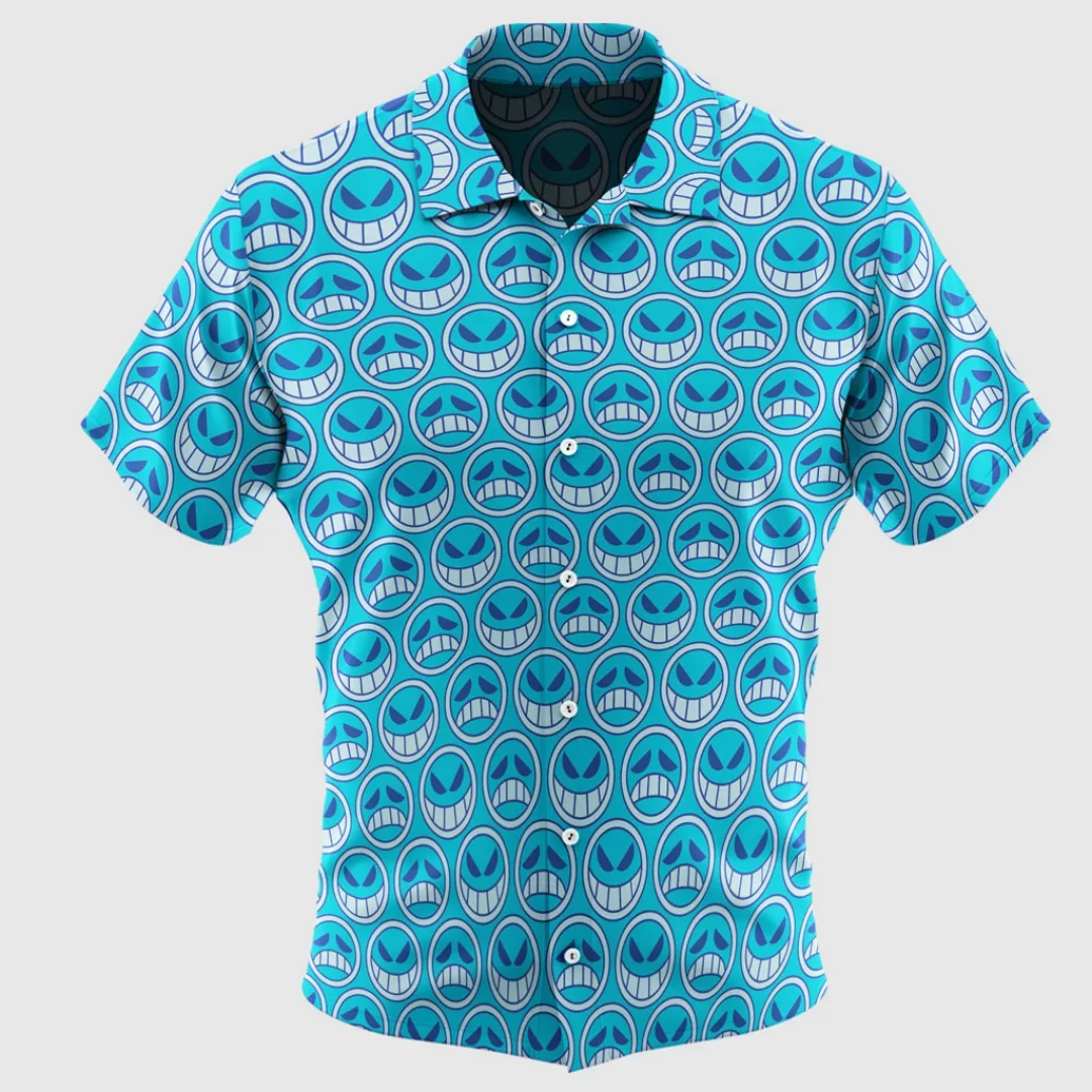 Sommerliches Herren-Hawaiihemd mit tropischem Strandmotiv, kurzärmelig, locker geschnitten, lässig, Anime-Kinderkleidung, Hemd-Oberteil