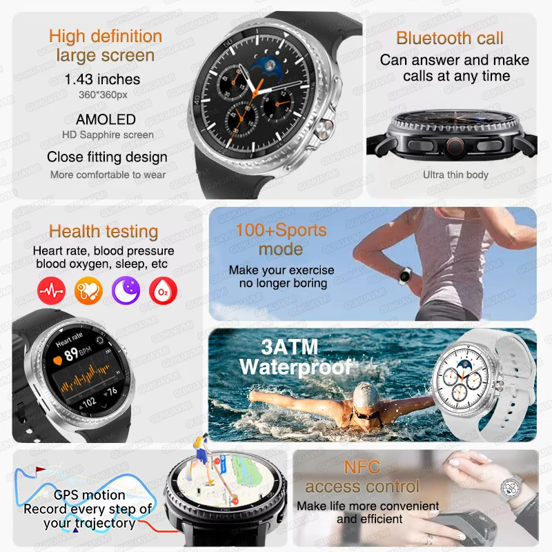 Часы 8 Ultra Classic GPS SmartWatch Компас NFC Мужчины AMOLED Вызов Чат GPT Часы 3ATM Водонепроницаемые Спортивные Фитнес Ms Smartwatch